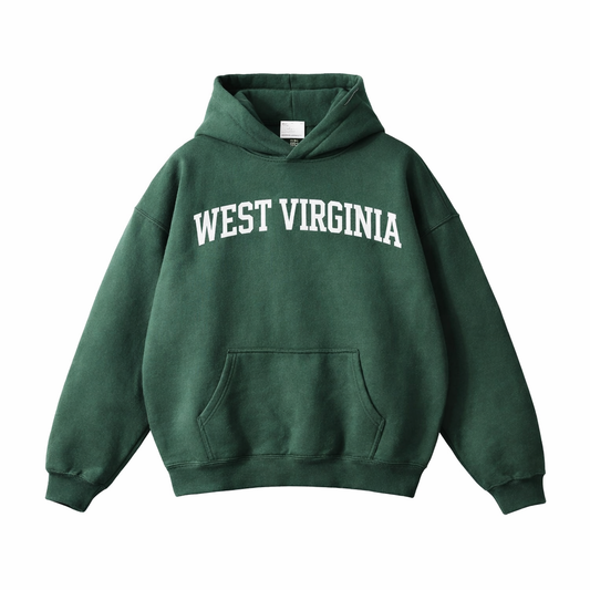 Collection 1 West Virginia Oversize Fleeced Hoodie - Eden Green front