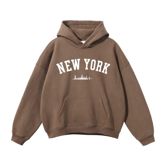 Collection 9 New York Oversize Fleeced Hoodie - Brown front