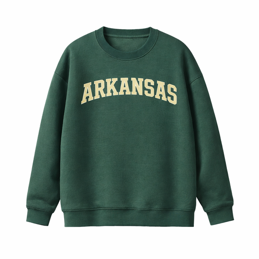 Collection 1 Arkansas Essential Heavyweight Crewneck Sweatshirt - Dark Green front