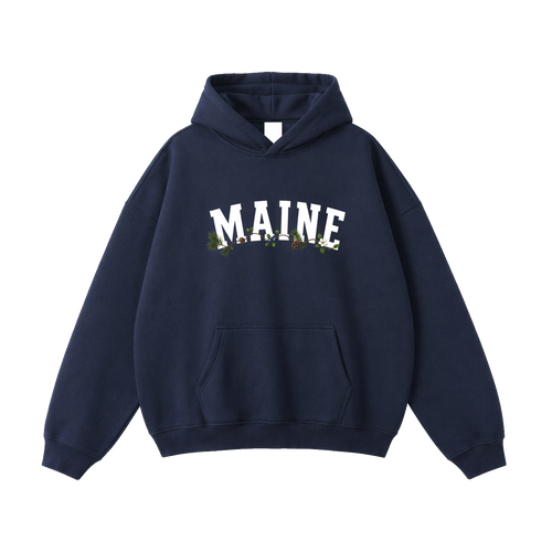 Collection 10 Maine Oversize Fleeced Hoodie - Navy Blue front