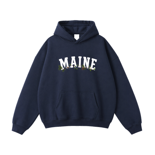Collection 10 Maine Oversize Fleeced Hoodie - Navy Blue front