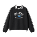 Collection 8 Oklahoma Contrast Striped Lapel Collar Sweatshirt - Black front