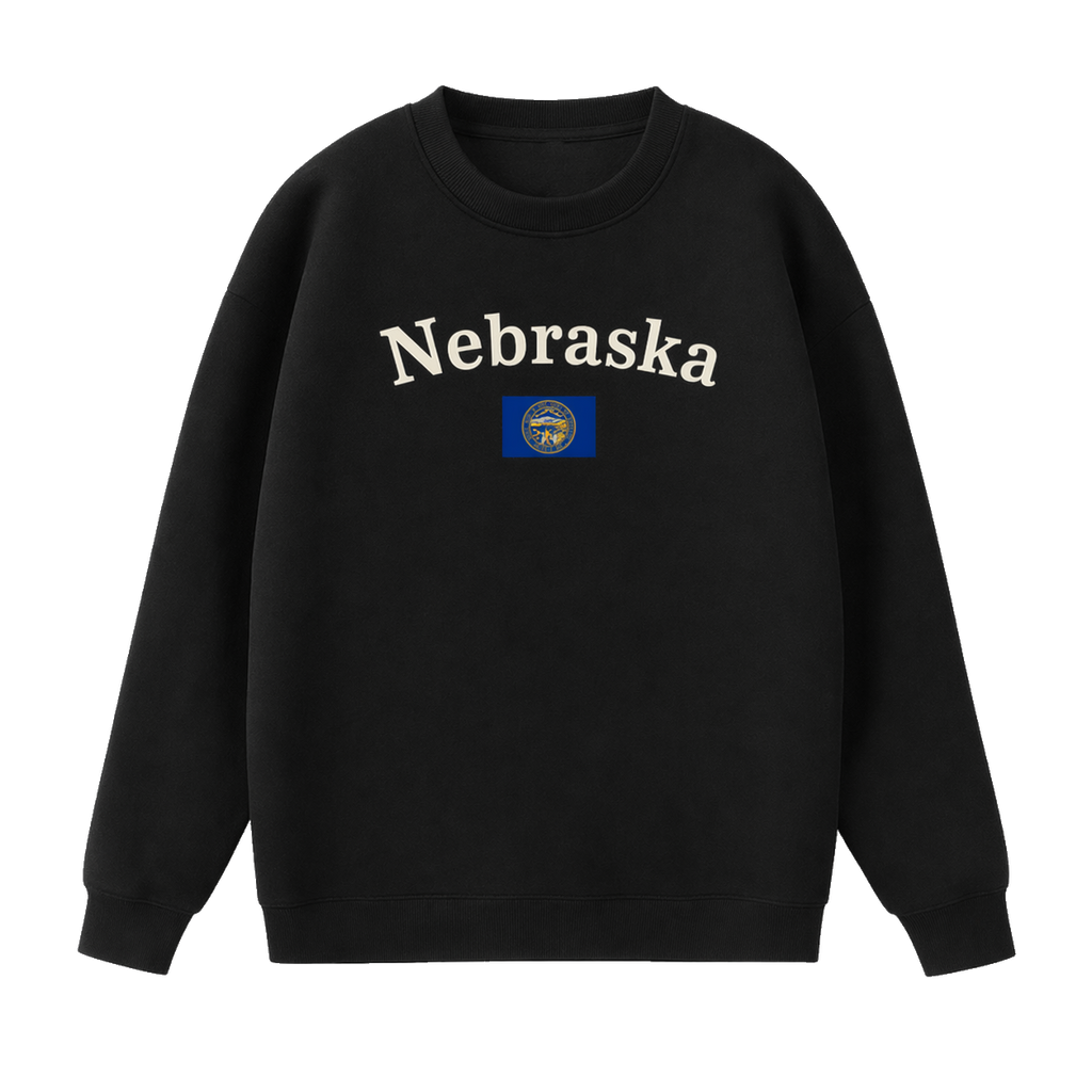 Collection 6 Nebraska Essential Heavyweight Crewneck Sweatshirt - Black front