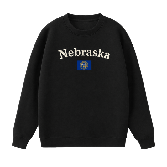 Collection 6 Nebraska Essential Heavyweight Crewneck Sweatshirt - Black front