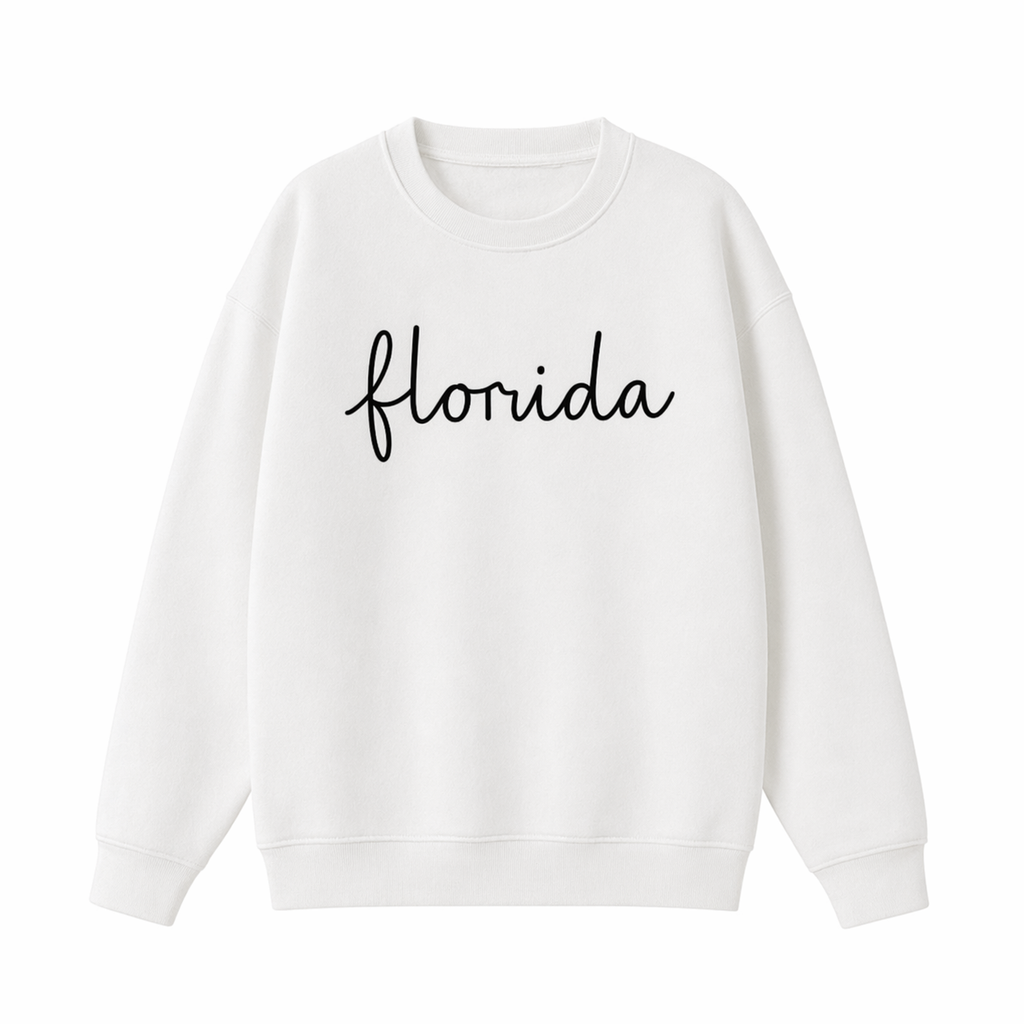 Collection 3 Florida Essential Heavyweight Crewneck Sweatshirt - White front