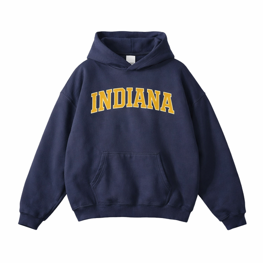Collection 1 Indiana Oversize Fleeced Hoodie - Navy Blue front