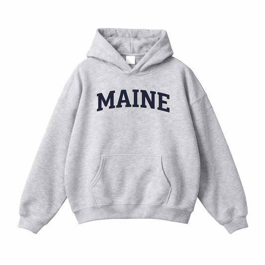 Collection 1 Maine Oversize Fleeced Hoodie - Flower Gray front