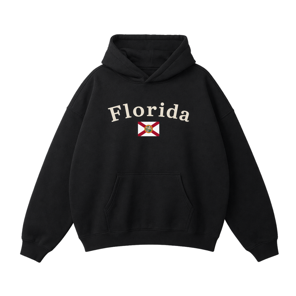 Collection 6 Florida Oversize Fleeced Hoodie - Black front
