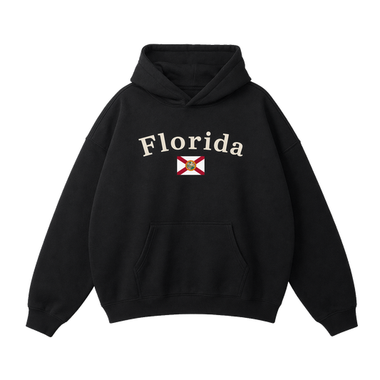 Collection 6 Florida Oversize Fleeced Hoodie - Black front