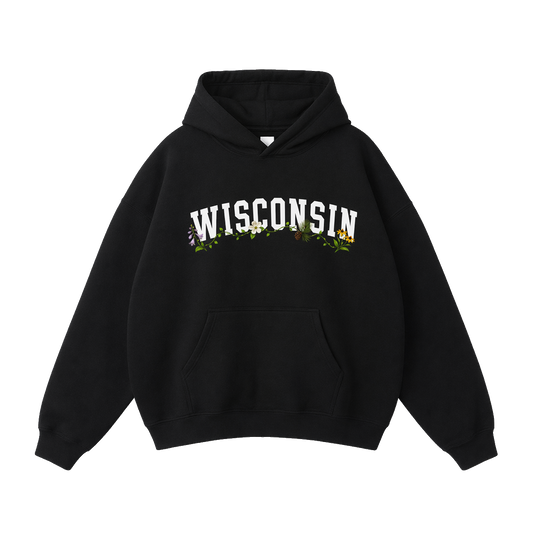 Collection 10 Wisconsin Oversize Fleeced Hoodie - Black front