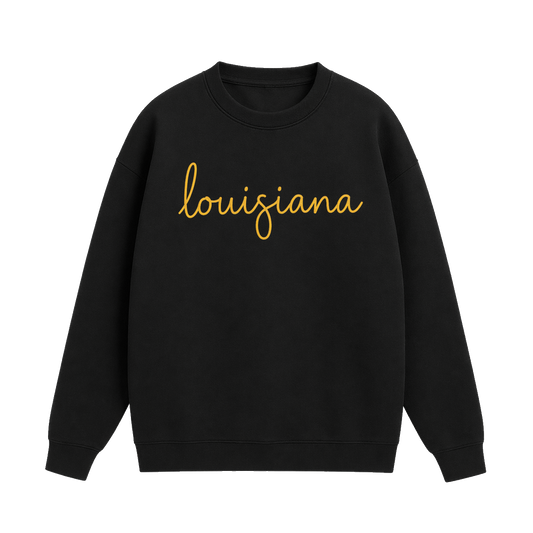 Collection 3 Louisiana Essential Heavyweight Crewneck Sweatshirt - Black front
