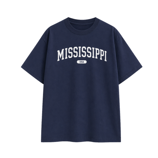 Collection 4 Mississippi Essential Cotton T-Shirt - Navy Blue front