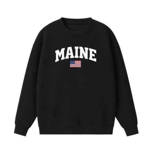 Collection 2 Maine Essential Heavyweight Crewneck Sweatshirt - Black front