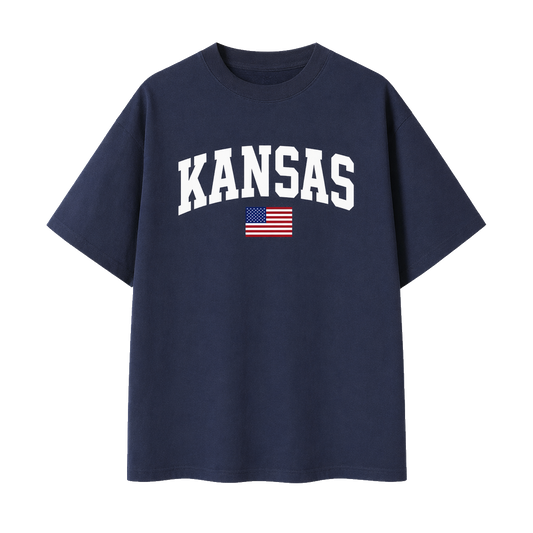 Collection 2 Kansas Essential Cotton T-Shirt - Navy Blue front
