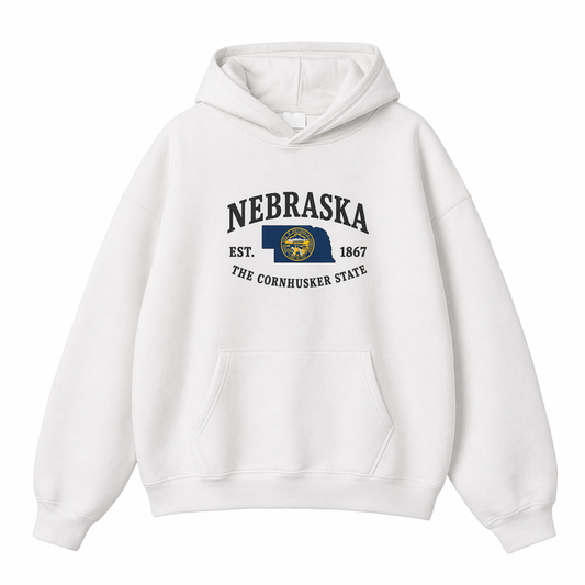 Collection 8 Nebraska Oversize Fleeced Hoodie - White front