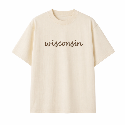 Collection 3 Wisconsin Essential Cotton T-Shirt - Apricot front