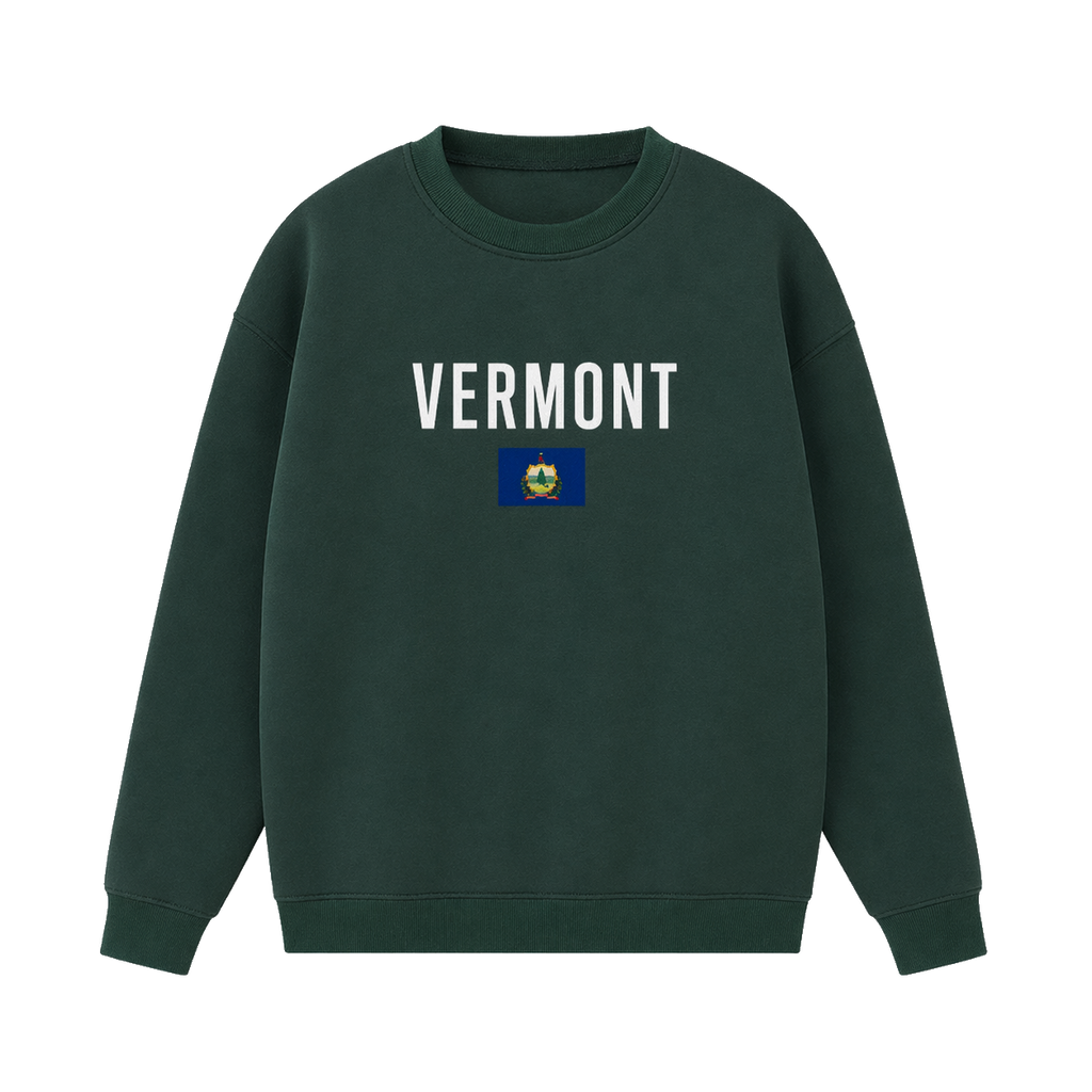 Collection 7 Vermont Essential Heavyweight Crewneck Sweatshirt - Dark Green front