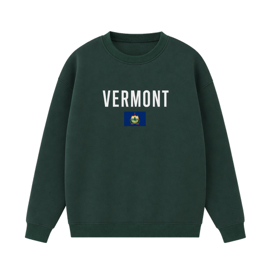Collection 7 Vermont Essential Heavyweight Crewneck Sweatshirt - Dark Green front