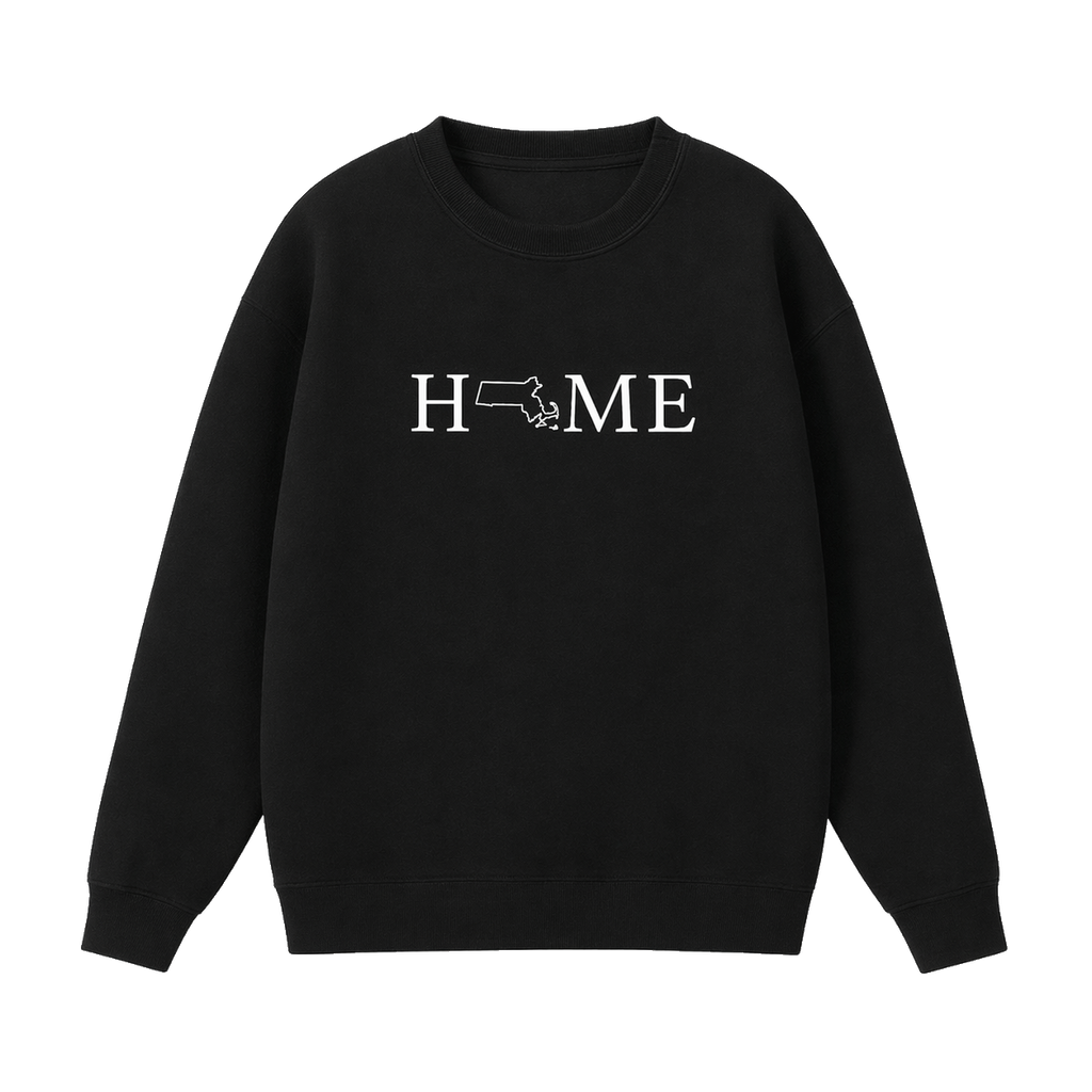 Collection 5 Massachusetts Essential Heavyweight Crewneck Sweatshirt - Black front