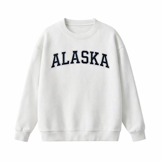 Collection 1 Alaska Essential Heavyweight Crewneck Sweatshirt - White front