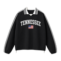 Collection 2 Tennessee Contrast Striped Lapel Collar Sweatshirt - Black front