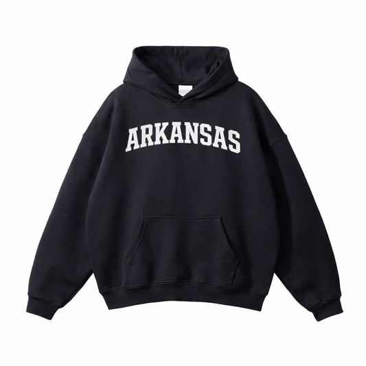 Collection 1 Arkansas Oversize Fleeced Hoodie - Black front