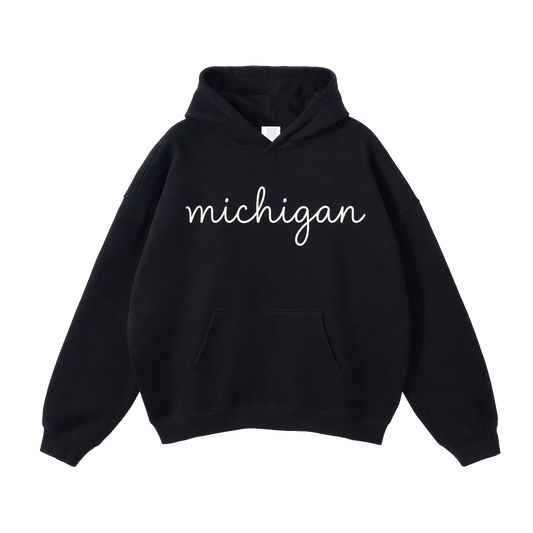 Collection 3 Michigan Oversize Fleeced Hoodie - Black front