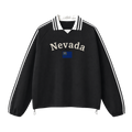 Collection 6 Nevada Contrast Striped Lapel Collar Sweatshirt - Black front