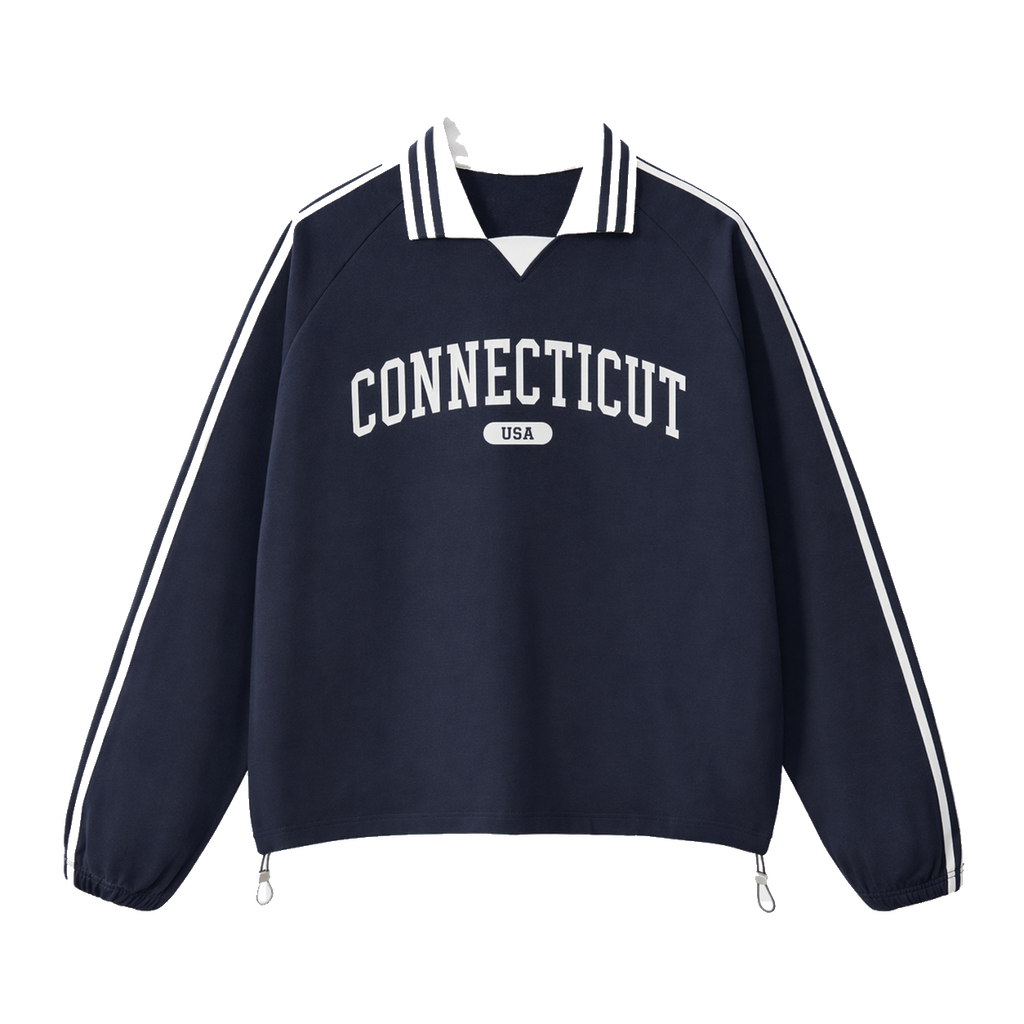 Collection 4 Connecticut Contrast Striped Lapel Collar Sweatshirt - Royal Blue front