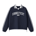 Collection 4 Connecticut Contrast Striped Lapel Collar Sweatshirt - Royal Blue front