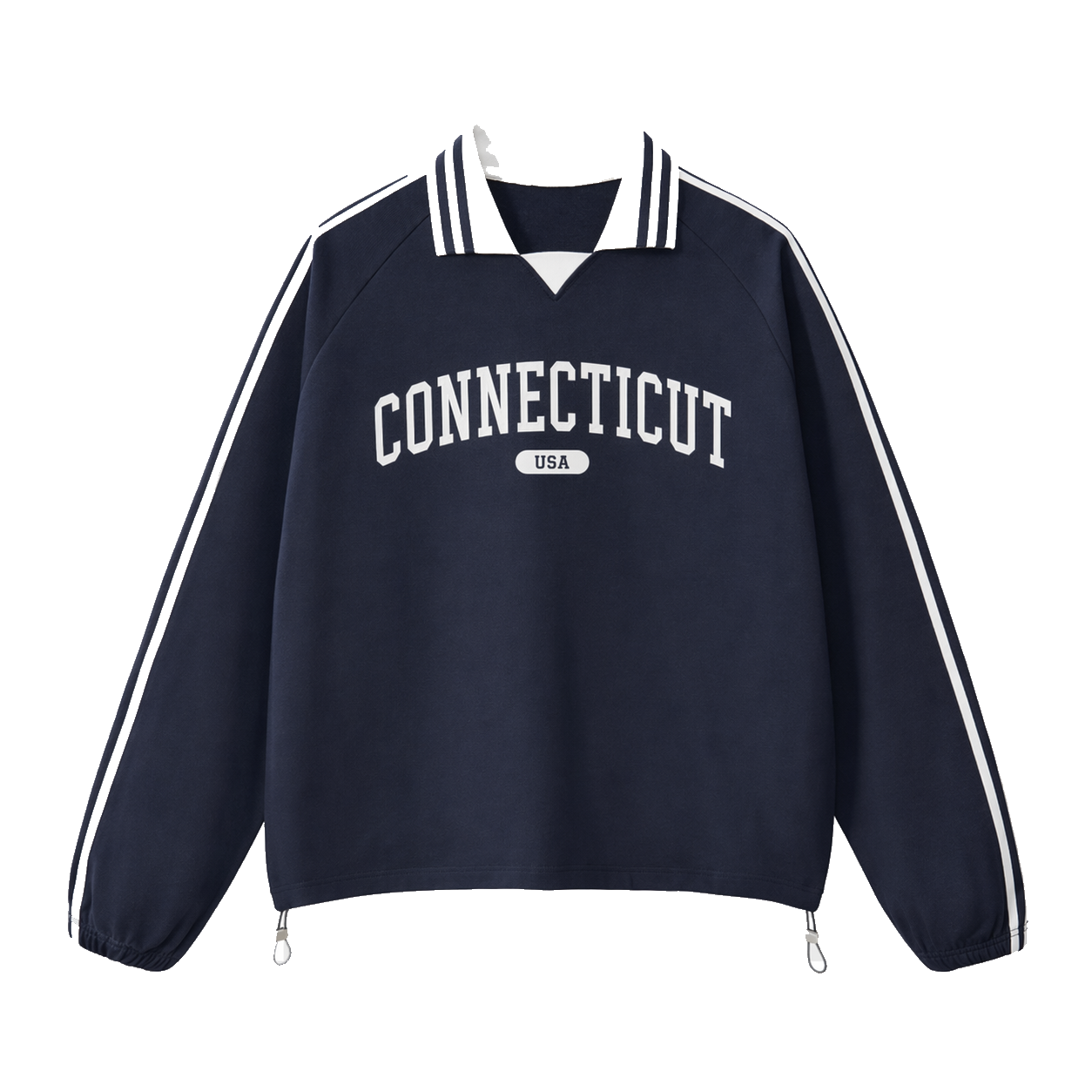 Collection 4 Connecticut Contrast Striped Lapel Collar Sweatshirt - Royal Blue front