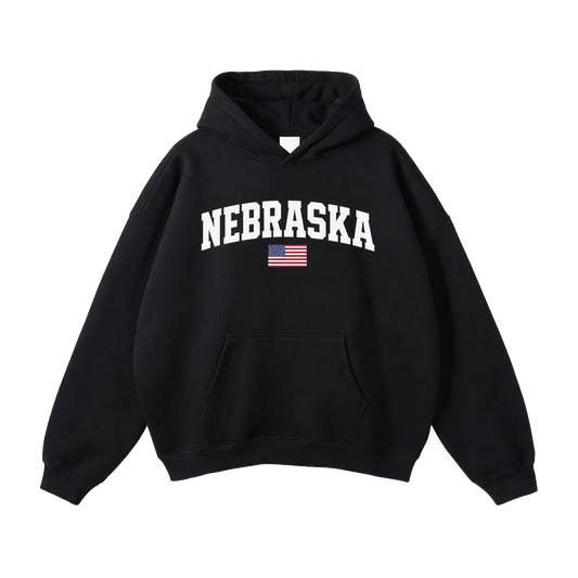 Collection 2 Nebraska Oversize Fleeced Hoodie - Black front