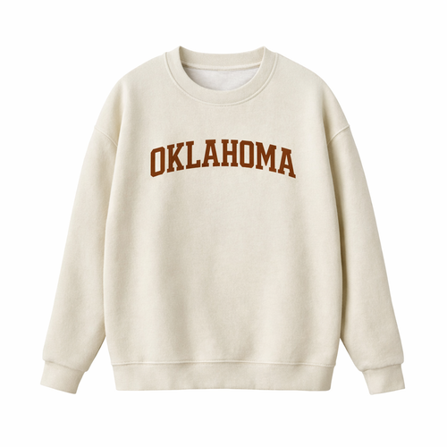 Collection 1 Oklahoma Essential Heavyweight Crewneck Sweatshirt - Cream front