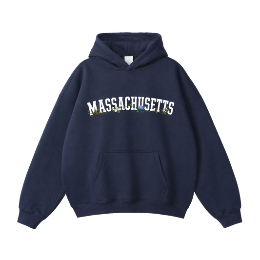 Collection 10 Massachusetts Oversize Fleeced Hoodie - Navy Blue front