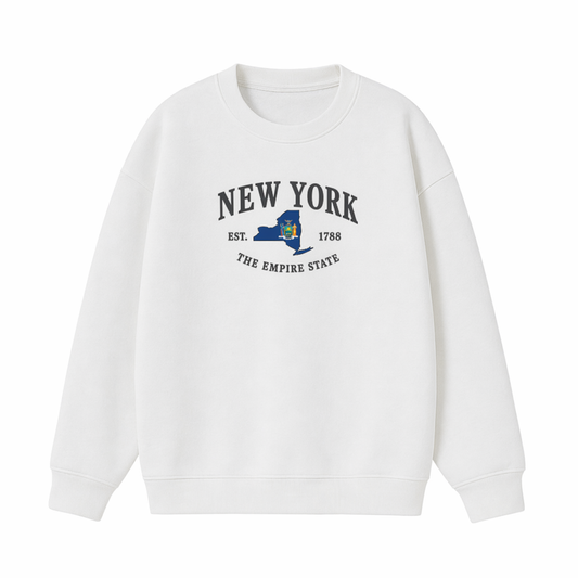 Collection 8 New York Essential Heavyweight Crewneck Sweatshirt - White front