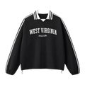Collection 9 West Virginia Contrast Striped Lapel Collar Sweatshirt - Black front