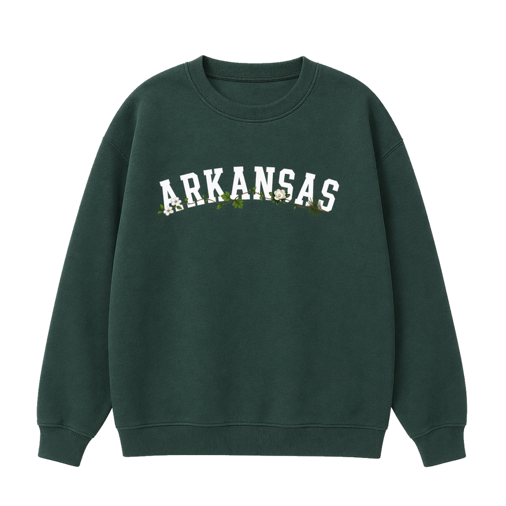 Collection 10 Arkansas Essential Heavyweight Crewneck Sweatshirt - Dark Green front