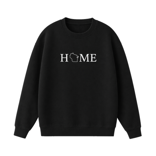 Collection 5 Wisconsin Essential Heavyweight Crewneck Sweatshirt - Black front