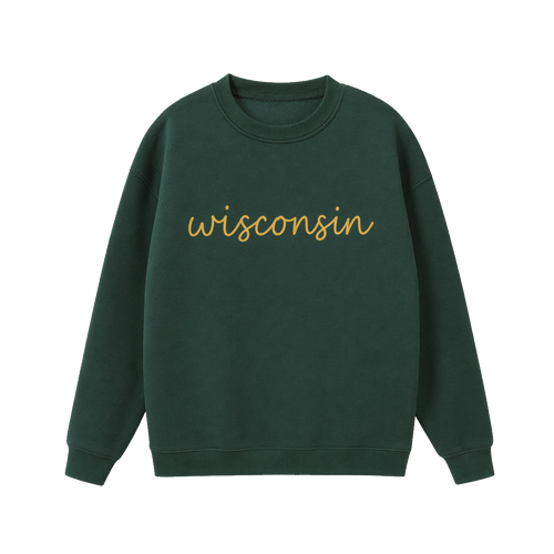 Collection 3 Wisconsin Essential Heavyweight Crewneck Sweatshirt - Dark Green front