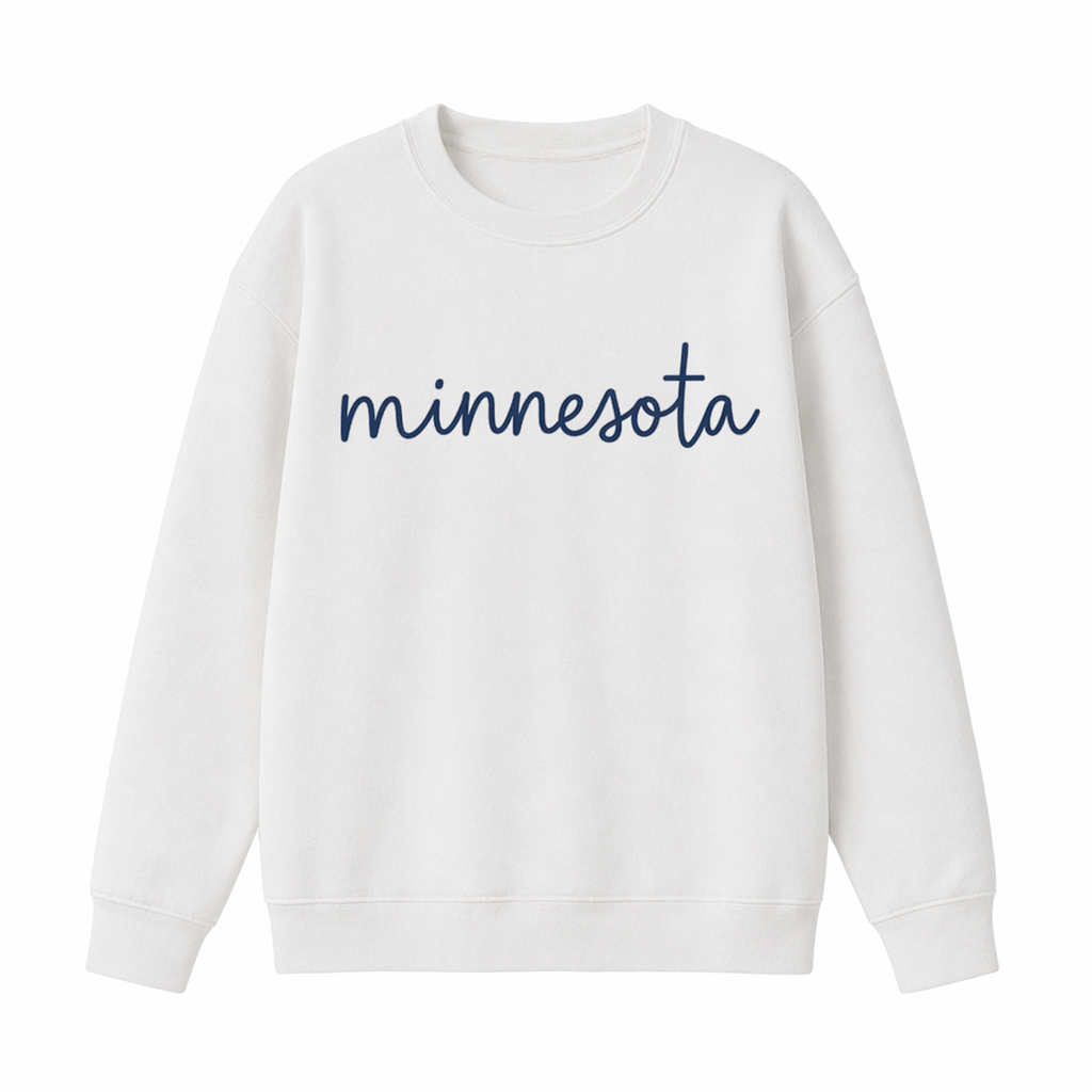 Collection 3 Minnesota Essential Heavyweight Crewneck Sweatshirt - White front