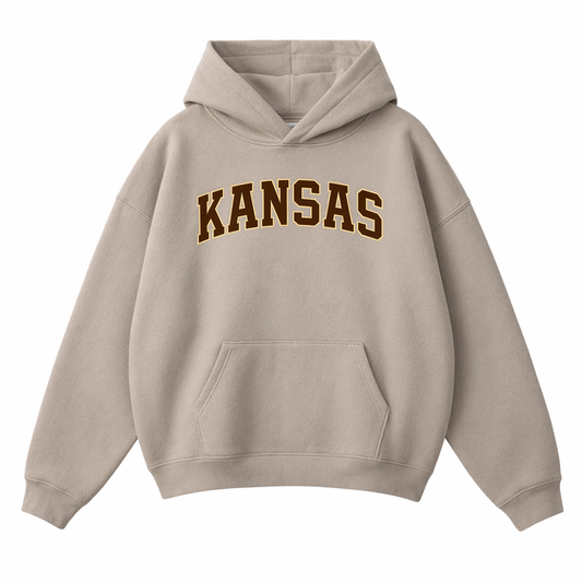 Collection 1 Kansas Oversize Fleeced Hoodie - Gray Apricot front