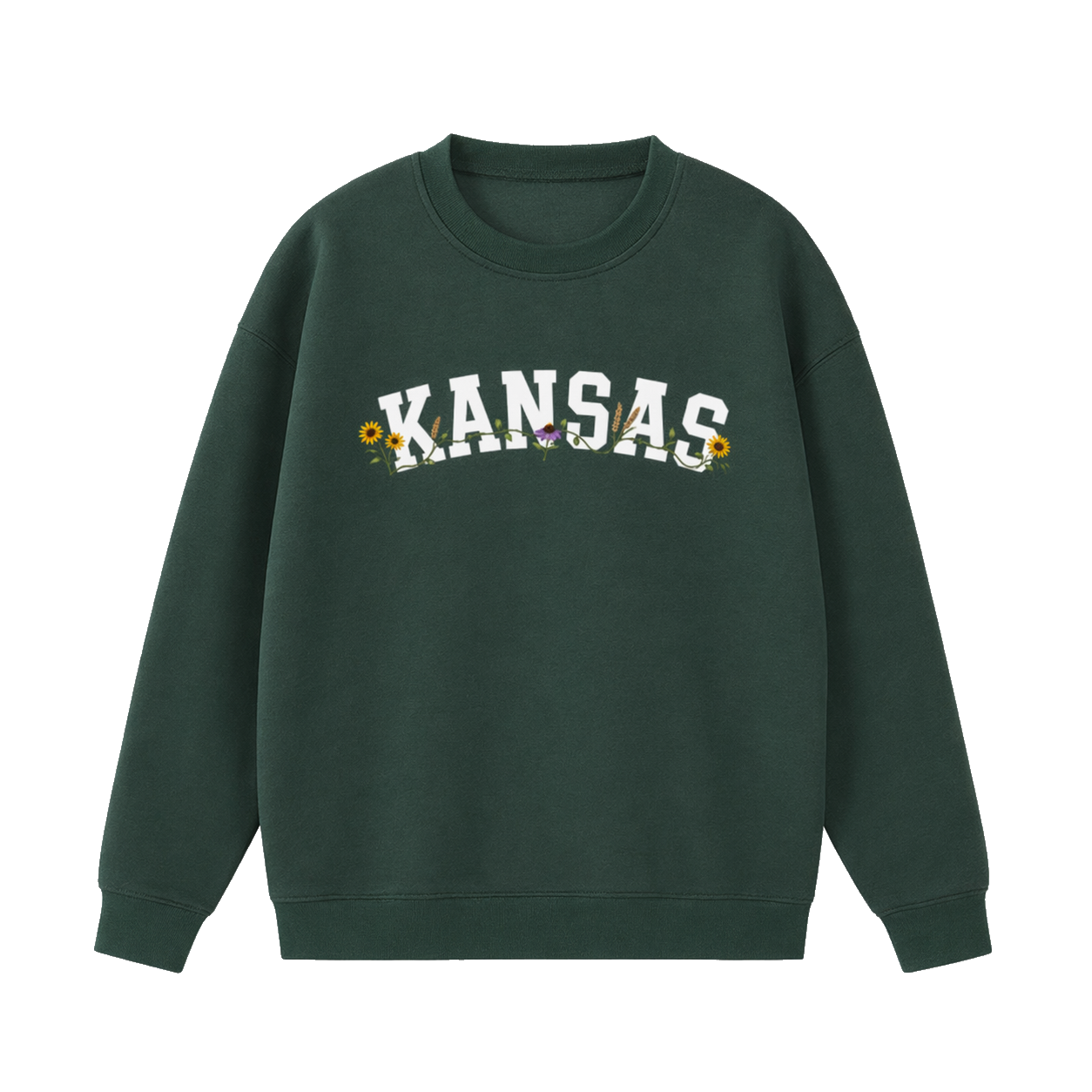 Collection 10 Kansas Essential Heavyweight Crewneck Sweatshirt - Dark Green front