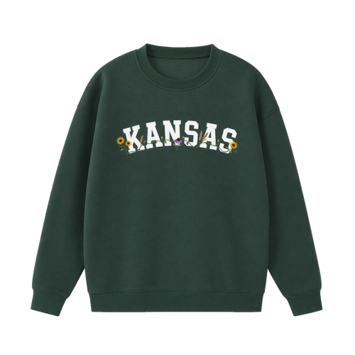 Collection 10 Kansas Essential Heavyweight Crewneck Sweatshirt - Dark Green front