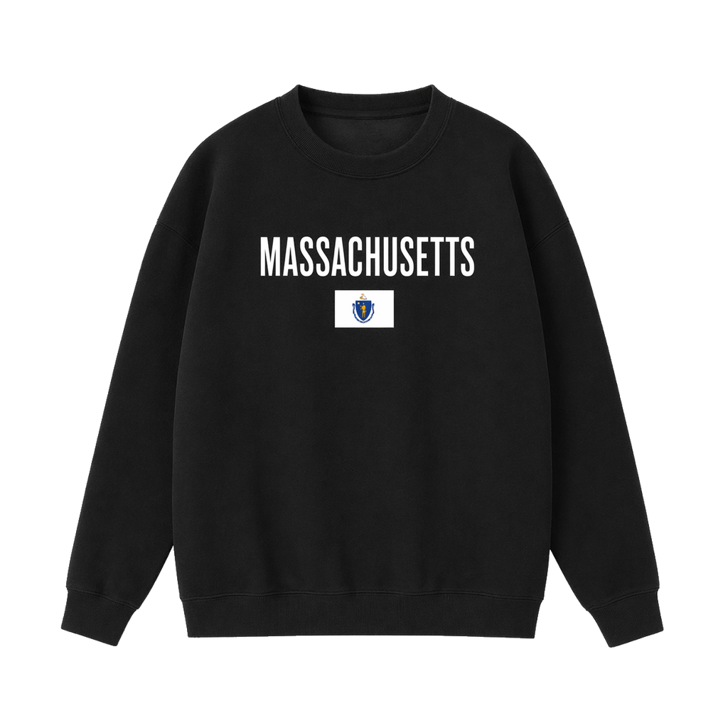 Collection 7 Massachusetts Essential Heavyweight Crewneck Sweatshirt - Black front