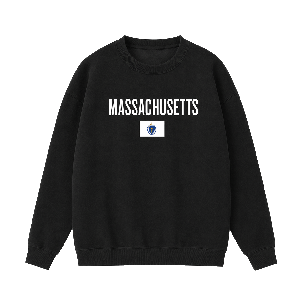 Collection 7 Massachusetts Essential Heavyweight Crewneck Sweatshirt - Black front