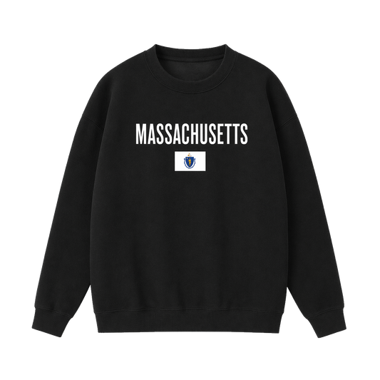 Collection 7 Massachusetts Essential Heavyweight Crewneck Sweatshirt - Black front