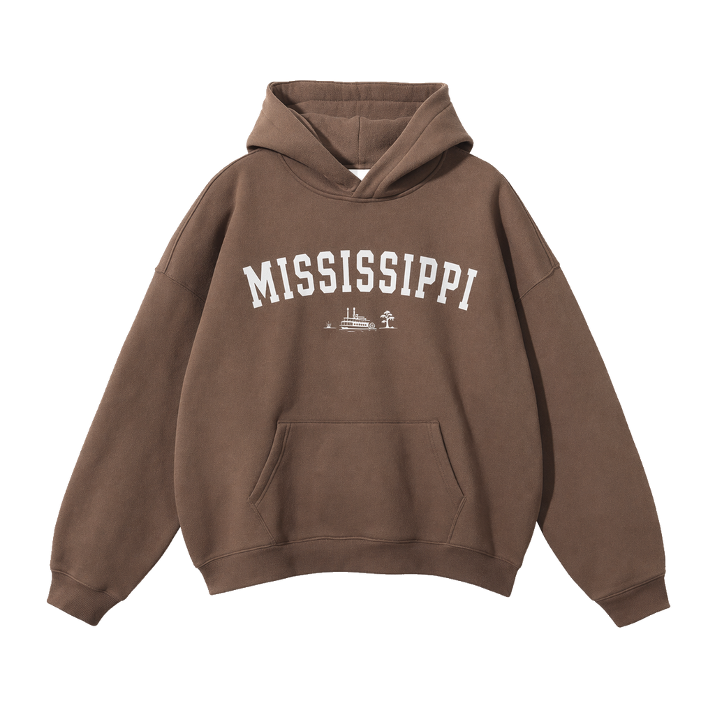 Collection 9 Mississippi Oversize Fleeced Hoodie - Brown front