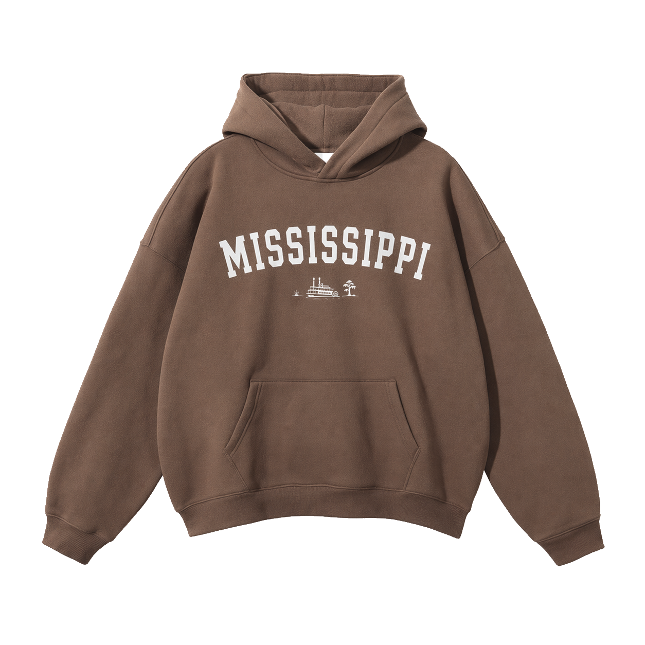 Collection 9 Mississippi Oversize Fleeced Hoodie - Brown front