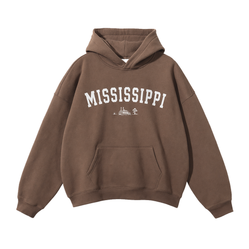 Collection 9 Mississippi Oversize Fleeced Hoodie - Brown front