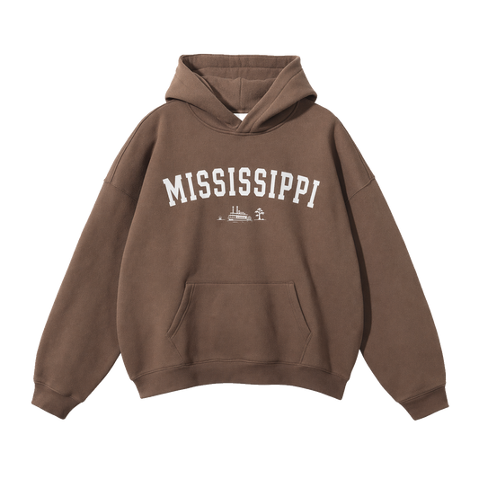Collection 9 Mississippi Oversize Fleeced Hoodie - Brown front